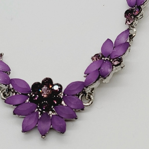 Rhodium plated silver necklace+earrings set - Picture 3 of 4